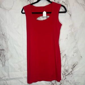 Red open back mini dress